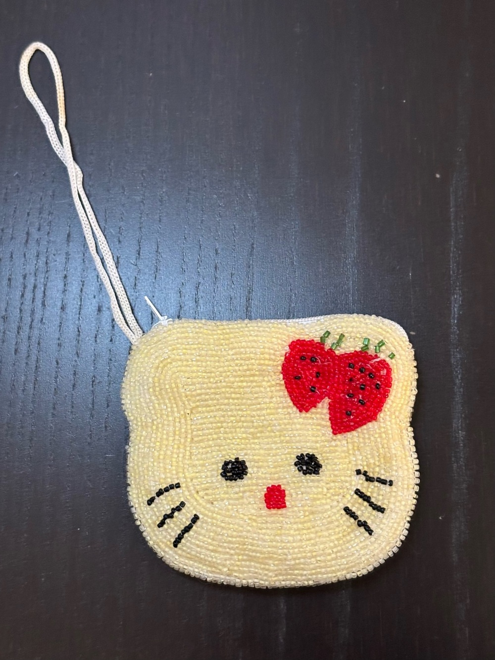 Yellow Beaded Hello Kitty Change Purse